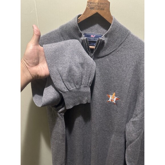 Houston Astros X Vineyard Vines Cashmere Blend 1/4 Zip Pullover Sweatshirt Sz XL - Picture 4 of 6